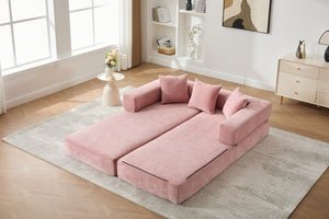 English Elm UNITED Folding Sofa Bed with Removable Cover Zipper, Chenille Memory Foam Sleeper for Small Spaces Pink W1568P293810