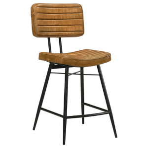 English Elm Senko Leather Channel Tufted Counter Stools with Iron Frame for Bar or Kitchen Set of 2 Brown B062P447996