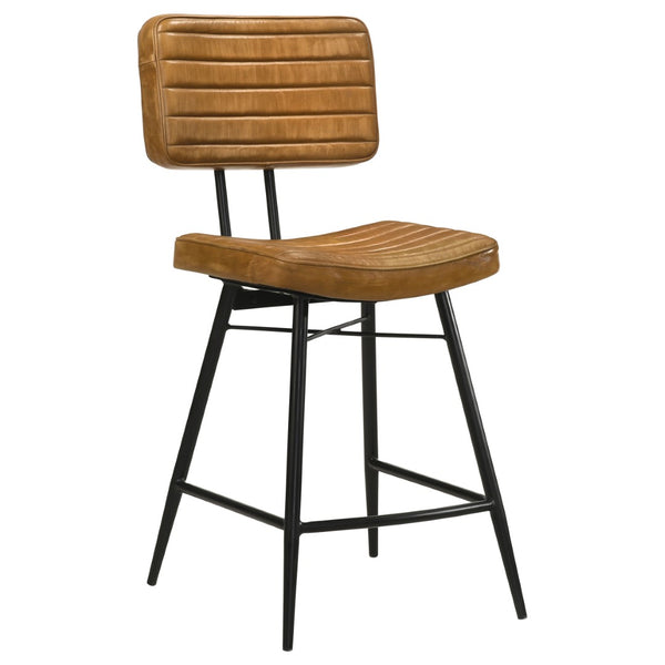 English Elm Senko Leather Channel Tufted Counter Stools with Iron Frame for Bar or Kitchen Set of 2 Brown B062P447996