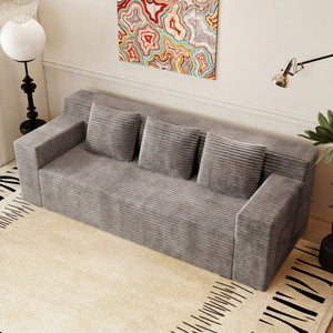 English Elm 71" Corduroy Tufted Loveseat with Deep Seat and Curved Back for Compact Living Spaces Camel W5571P440913