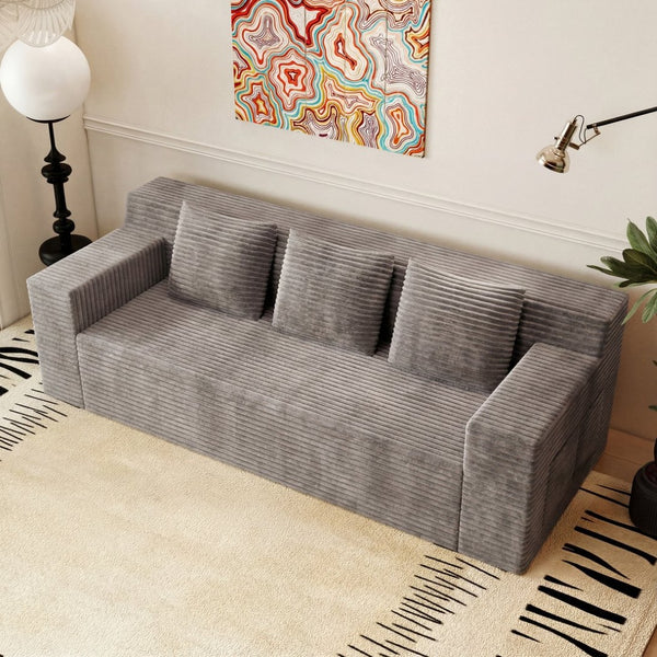 English Elm 71" Corduroy Tufted Loveseat with Deep Seat and Curved Back for Compact Living Spaces Camel W5571P440913