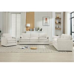English Elm 101.2" Modular Chenille Sectional Sofa with Tufted Cushions and Deep Seating for Living Room Beige N719S001923A