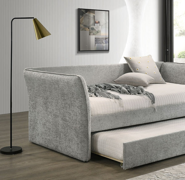 English Elm Transitional Twin Daybed with Diamond Tufted Back and Wood Trim, Versatile Seating & Sleeping Solution Gray 45 L x 39 W x 12 H B2741S00666