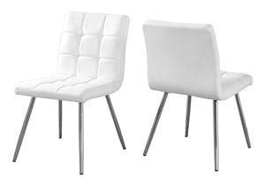 English Elm Dining Chair Quilted Faux Leather Upholstered Set of 2 with Padded Seats and Chrome Legs for Compact Spaces White 26 L x 21 W x 20 H B2710P218812