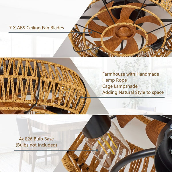 English Elm Rgb Flush Mount Fandelier Smart App Led Ceiling Fan for Low Profile Bedrooms W1340P461527