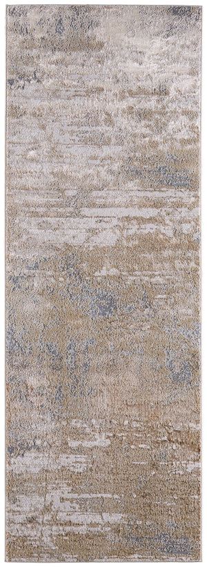 Feizy Rugs Aura Contemporary Abstract Area Rug - Durable Polyester Blend In Elegant Gold And Champagne Tones Ivory,Gold,Gray Polyester,Polypropylene Aur3567fbgegldi71