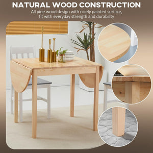 English Elm Dfw Solid Pine Drop Leaf Dining Table Expandable Space Saving Design for Small Homes W2301P425832