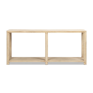 English Elm Milo Reclaimed Pine Entryway Console Table with Open Shelf and Cerused Finish B2719P485496