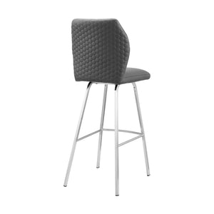 English Elm Mirano 30" Bar Stool Gray Faux Leather with Brushed Stainless Steel Legs — Durable, Stylish Seating B2736P268602