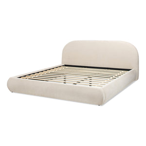English Elm Jennifer Taylor Home - Archie Puffy Grounded Upholstered Platform Bed in Oatmeal Chenille — Arched Puffy Headboard, No-Box Spring Design, Durable Elegance (90") B2719P320241