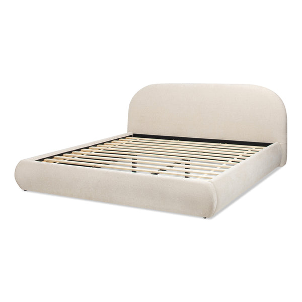 English Elm Jennifer Taylor Home - Archie Puffy Grounded Upholstered Platform Bed in Oatmeal Chenille — Arched Puffy Headboard, No-Box Spring Design, Durable Elegance (90") B2719P320241