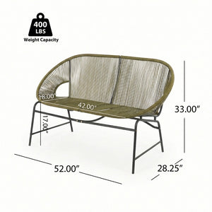 English Elm Condessa Outdoor Pe Rattan Loveseat Iron Frame Weather Resistant Patio Seating Green N775P423051G