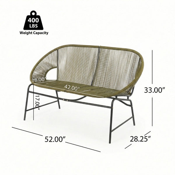English Elm Condessa Outdoor Pe Rattan Loveseat Iron Frame Weather Resistant Patio Seating Green N775P423051G
