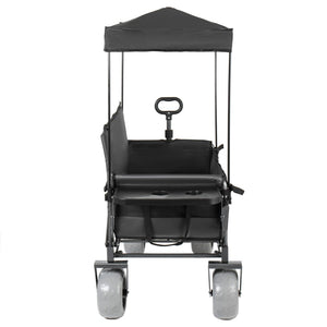 English Elm 3-in-1 Collapsible Wagon with Canopy Bench Tabletop and All-terrain Wheels for Camping Black W2932P417654