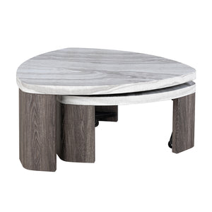 English Elm Contemporary Nesting Cocktail Table Set With Marble Pattern And Hidden Casters For Small Spaces B2741P395275