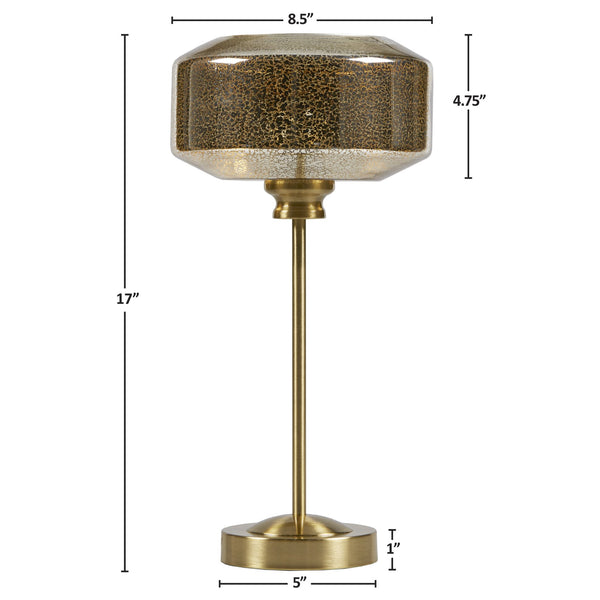 JLA Home INK+IVY - 17" Gold Mercury Glass Table Lamp with 4W LED, UL-Certified, 60" Cord, Modern Metallic Glow, 2-Year Warranty 5DS153-0050