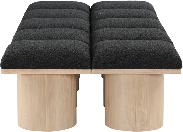 Pavilion Black Boucle Fabric Bench 465Black-10C Meridian Furniture