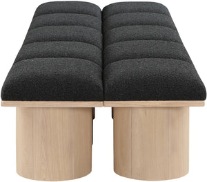Pavilion Black Boucle Fabric Bench 465Black-10D Meridian Furniture