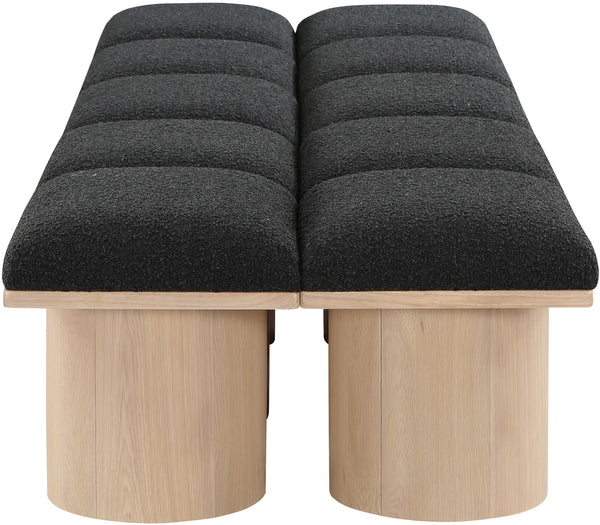 Pavilion Black Boucle Fabric Bench 465Black-10D Meridian Furniture