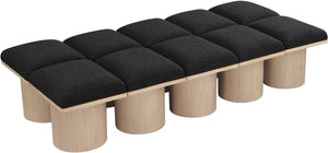 Pavilion Black Boucle Fabric Bench 465Black-10D Meridian Furniture