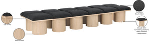 Pavilion Black Boucle Fabric Bench 465Black-12C Meridian Furniture
