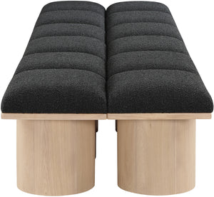 Pavilion Black Boucle Fabric Bench 465Black-12D Meridian Furniture