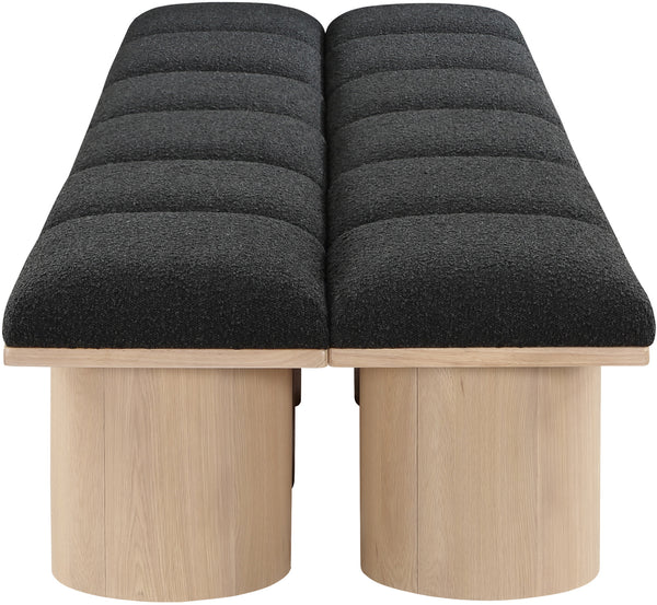 Pavilion Black Boucle Fabric Bench 465Black-12D Meridian Furniture