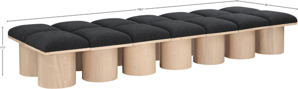 Pavilion Black Boucle Fabric Bench 465Black-14D Meridian Furniture