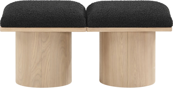 Pavilion Black Boucle Fabric Bench 465Black-2A Meridian Furniture