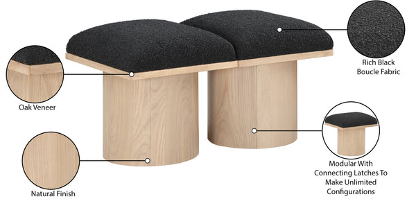 Pavilion Black Boucle Fabric Bench 465Black-2B Meridian Furniture