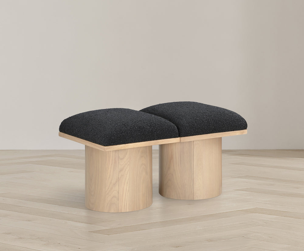 Pavilion Black Boucle Fabric Bench 465Black-2B Meridian Furniture