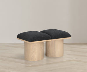 Pavilion Black Boucle Fabric Bench 465Black-2B Meridian Furniture