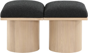 Pavilion Black Boucle Fabric Bench 465Black-2B Meridian Furniture