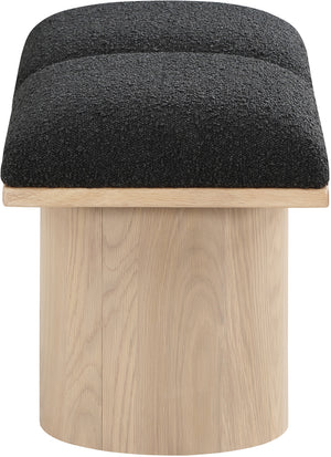 Pavilion Black Boucle Fabric Bench 465Black-2B Meridian Furniture