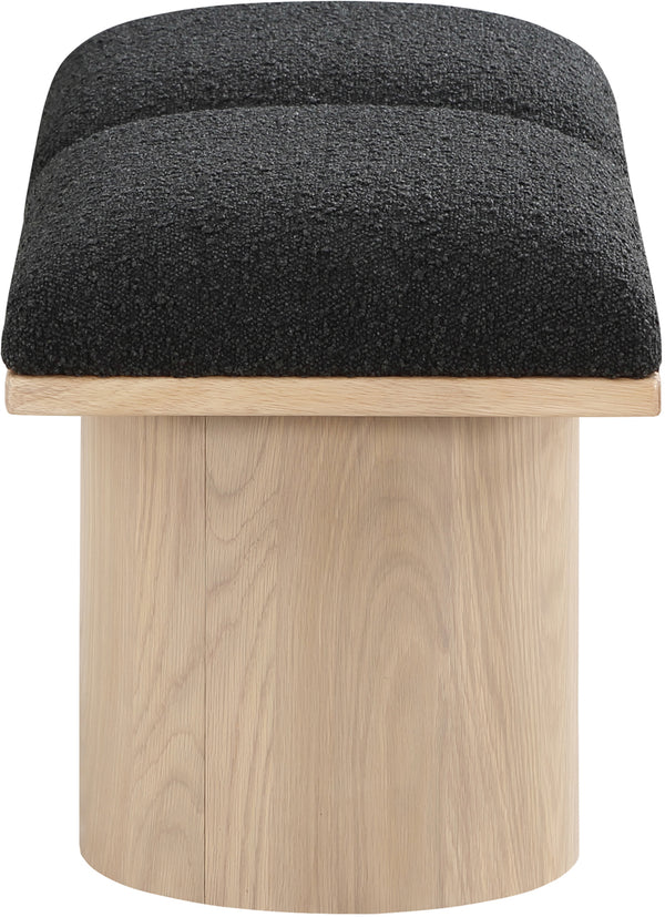 Pavilion Black Boucle Fabric Bench 465Black-2B Meridian Furniture