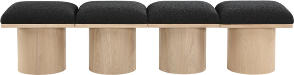 Pavilion Black Boucle Fabric Bench 465Black-4A Meridian Furniture