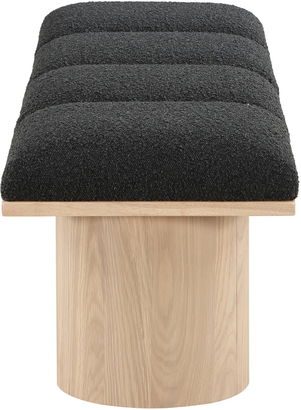 Pavilion Black Boucle Fabric Bench 465Black-4A Meridian Furniture