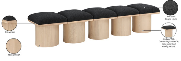 Pavilion Black Boucle Fabric Bench 465Black-5B Meridian Furniture