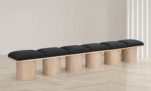 Pavilion Black Boucle Fabric Bench 465Black-6A Meridian Furniture