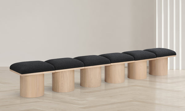 Pavilion Black Boucle Fabric Bench 465Black-6A Meridian Furniture