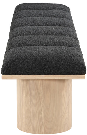 Pavilion Black Boucle Fabric Bench 465Black-6A Meridian Furniture