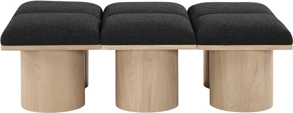 Pavilion Black Boucle Fabric Bench 465Black-6C Meridian Furniture
