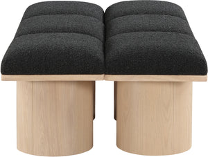 Pavilion Black Boucle Fabric Bench 465Black-6D Meridian Furniture