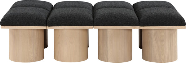 Pavilion Black Boucle Fabric Bench 465Black-8D Meridian Furniture