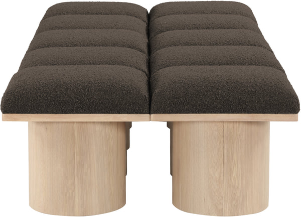 Pavilion Brown Boucle Fabric Bench 465Brown-10C Meridian Furniture