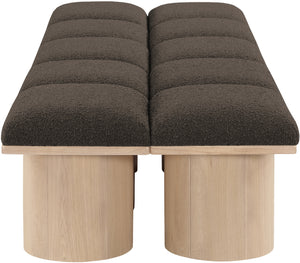 Pavilion Brown Boucle Fabric Bench 465Brown-10D Meridian Furniture