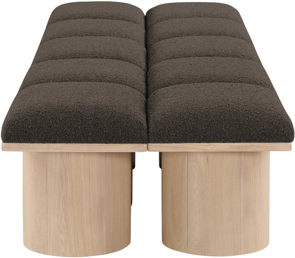 Pavilion Brown Boucle Fabric Bench 465Brown-10D Meridian Furniture