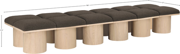 Pavilion Brown Boucle Fabric Bench 465Brown-12C Meridian Furniture