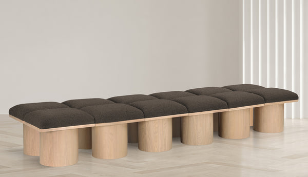 Pavilion Brown Boucle Fabric Bench 465Brown-12C Meridian Furniture