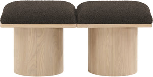 Pavilion Brown Boucle Fabric Bench 465Brown-2A Meridian Furniture